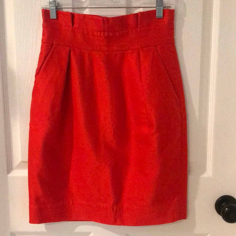 kate spade coral paper back pencil skirt